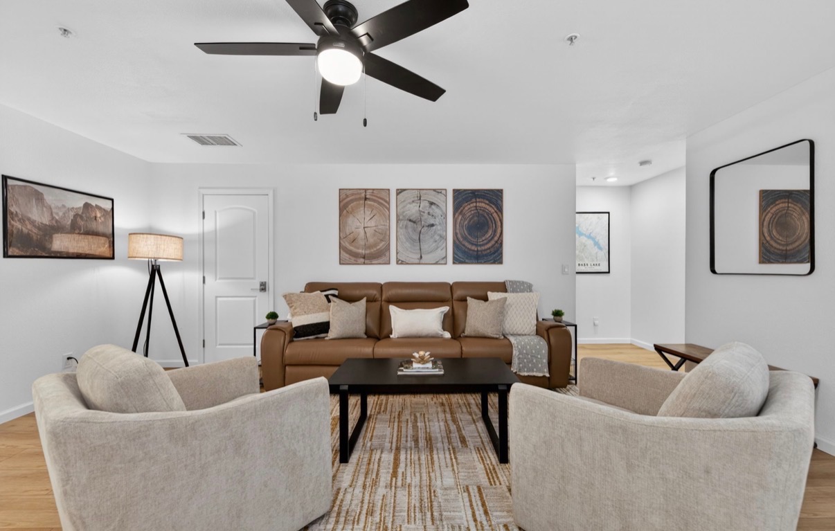 Mat's Airbnb whole-home remodel living room