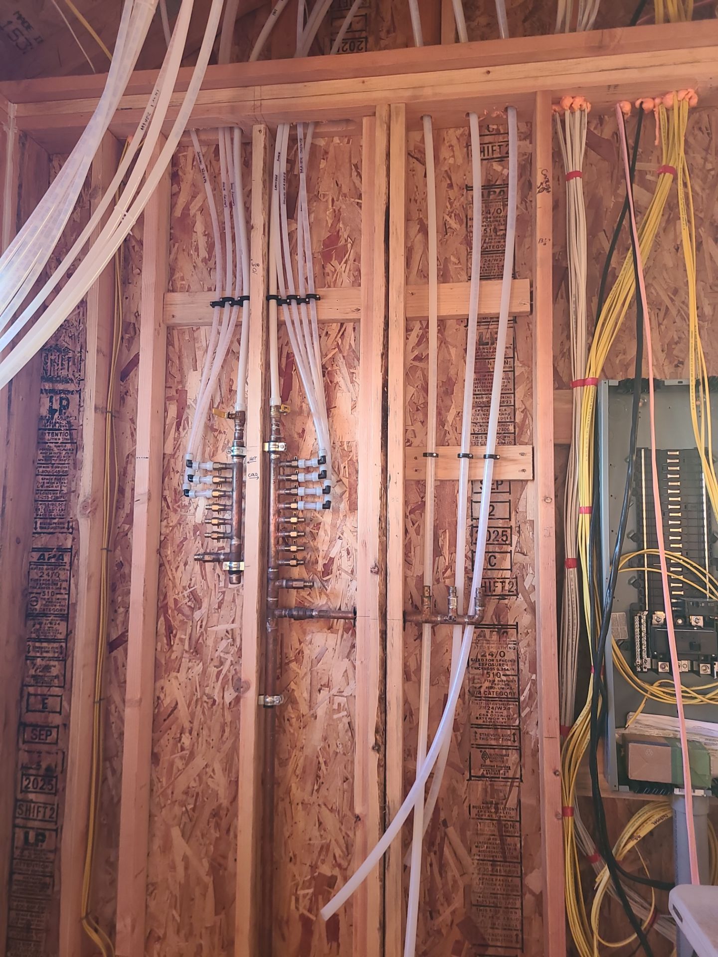 PEX manifold and electrical panel rough-in