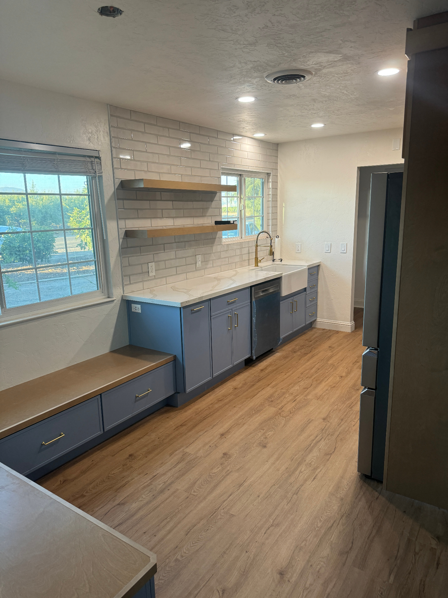 Blue Kitchen with Open Shelves