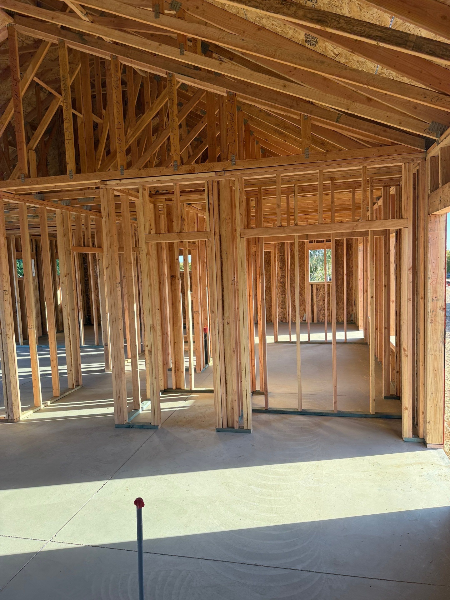 Interior framing and vaulted ceiling structure