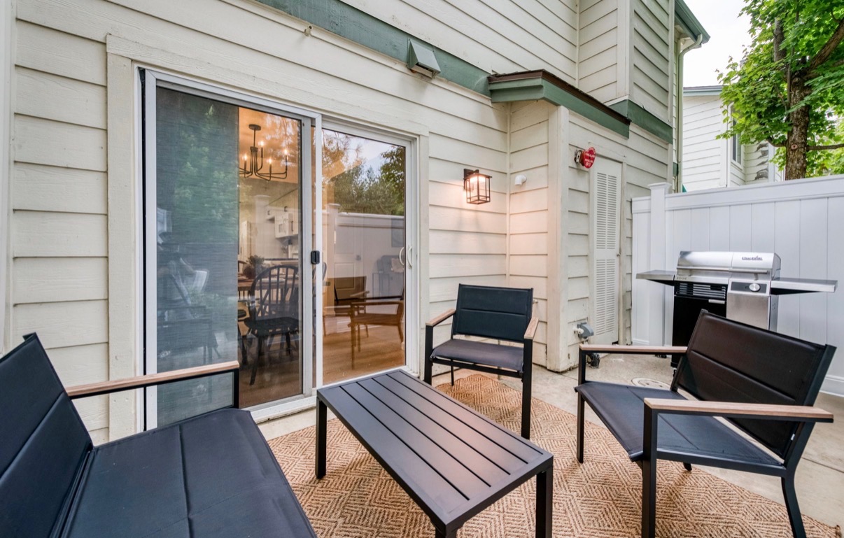Patio furniture on the finished patio