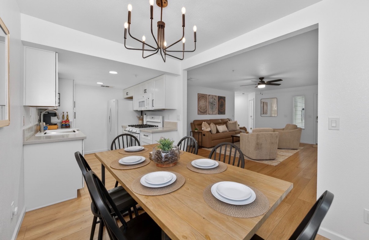 Finished dining room with the dining table
